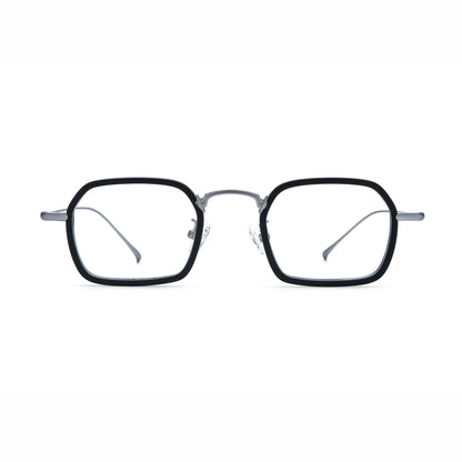 Barledear Graphite Titanium Silver eyeglasses front view with lightweight geometric acetate titanium frame
