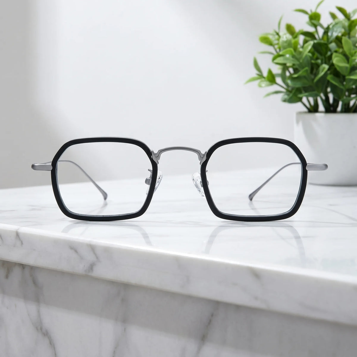 Barledear Graphite Titanium Silver eyeglasses shown in a clean lifestyle front view