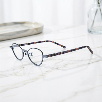 Barledear Graphite Tortoise eyeglasses angled side view showing patterned temple arms adjustable nose pads and bridge detail