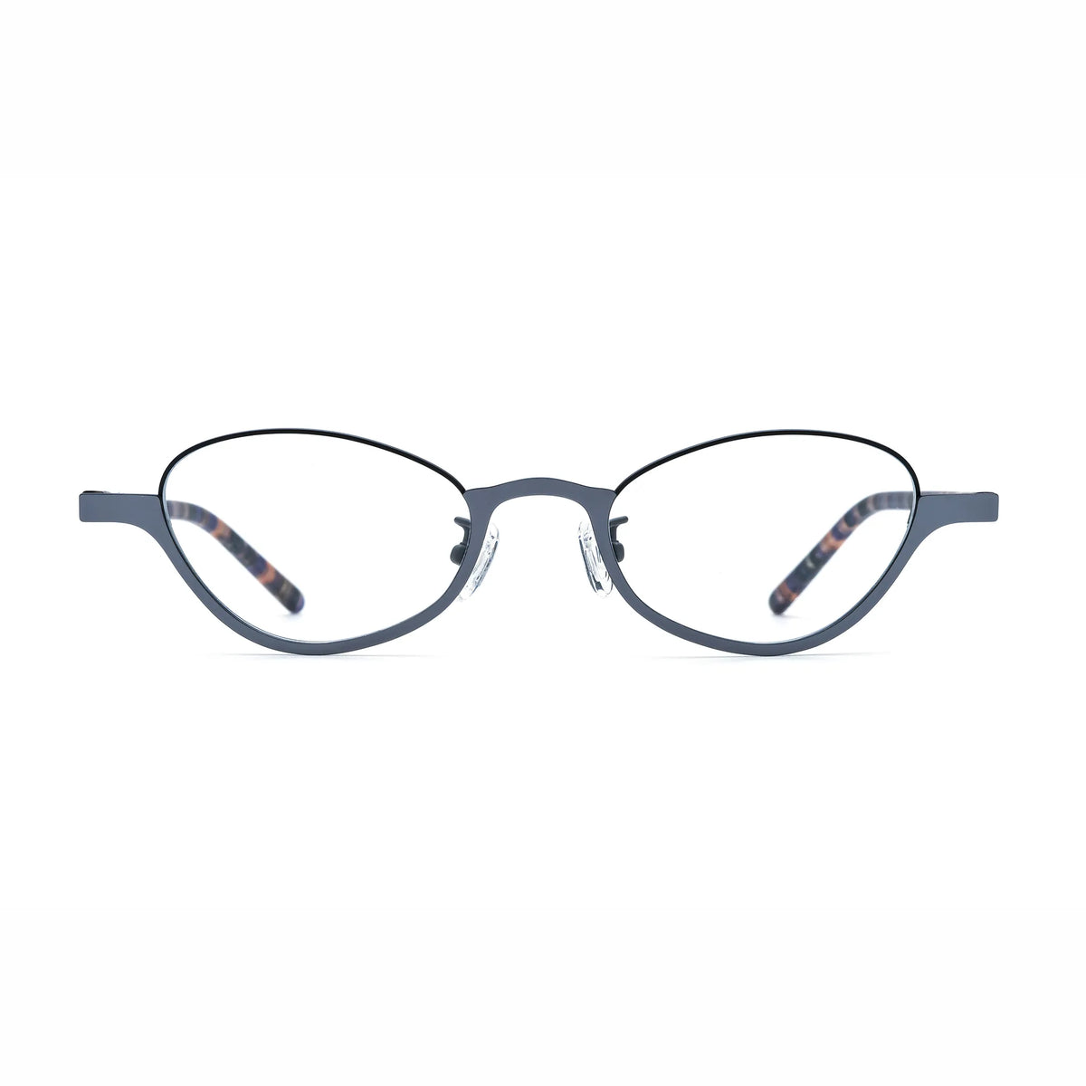 Barledear Graphite Tortoise oval titanium eyeglasses front view with gray titanium front and tortoise-patterned temples