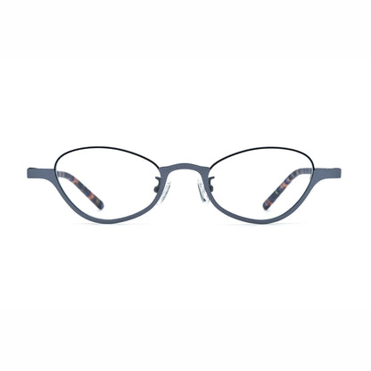 Barledear Graphite Tortoise oval titanium eyeglasses front view with gray titanium front and tortoise-patterned temples