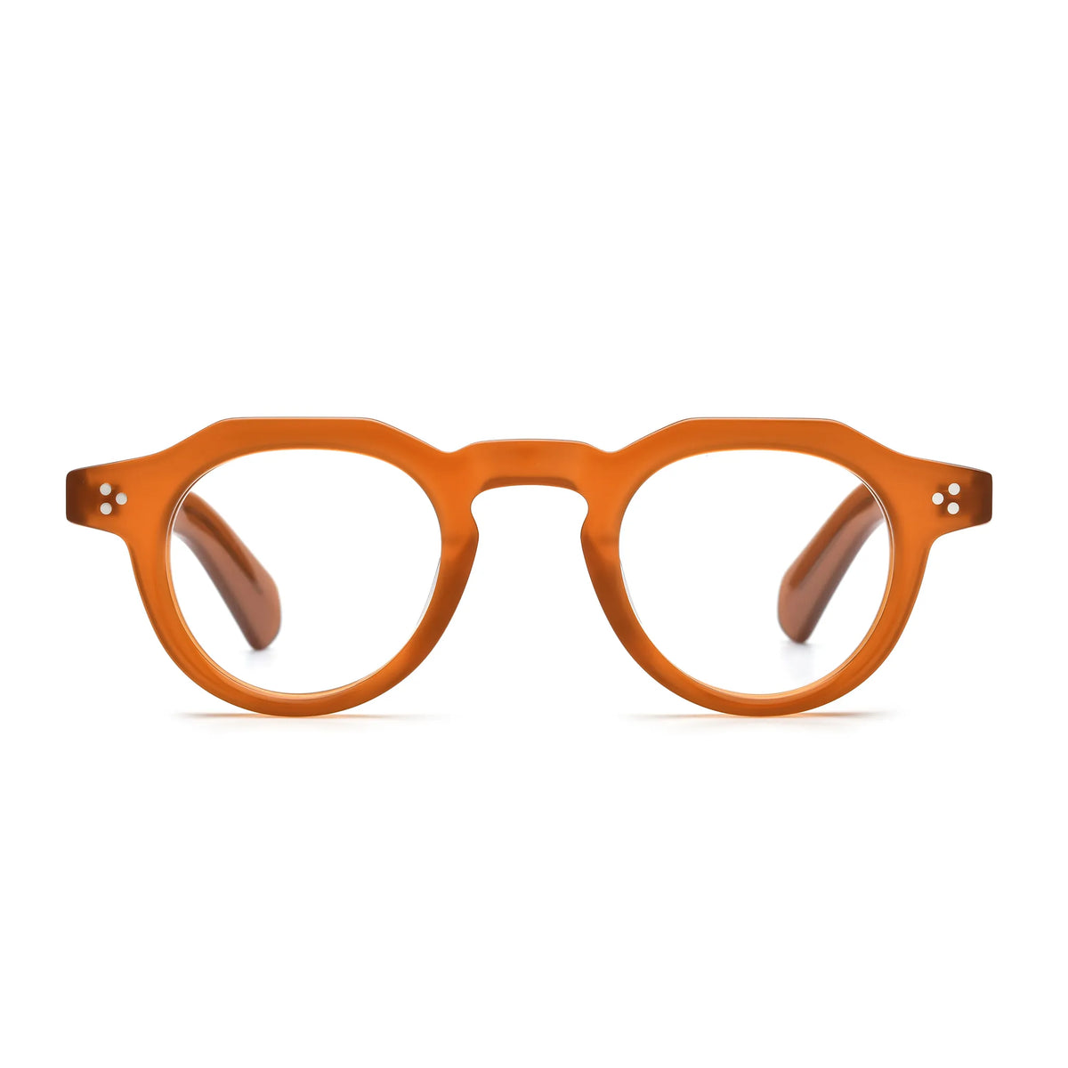 Barledear Honey Amber retro geometric acetate eyeglasses with warm translucent amber acetate and a sculpted keyhole bridge