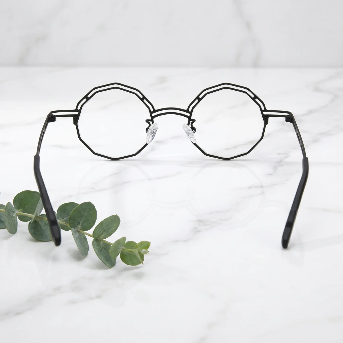 Barledear Ink Noir eyeglasses back view showing temple shape and full-rim frame structure