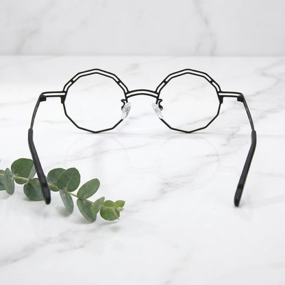 Barledear Ink Noir eyeglasses back view showing temple shape and full-rim frame structure