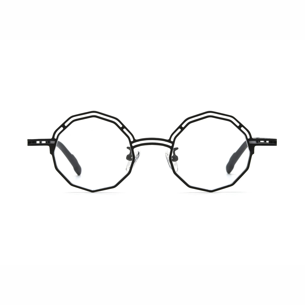 Barledear Ink Noir eyeglasses front view with lightweight octagonal pure titanium frame