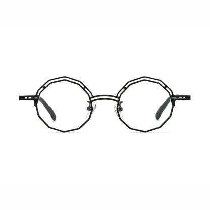 Barledear Ink Noir eyeglasses front view with lightweight octagonal pure titanium frame