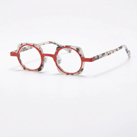 Barledear Ivory Tortoise Crimson eyeglasses angled view showing the layered frame and slim temples