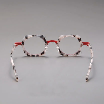 Barledear Ivory Tortoise Crimson eyeglasses back view showing nose pads, hinges, and temple shape