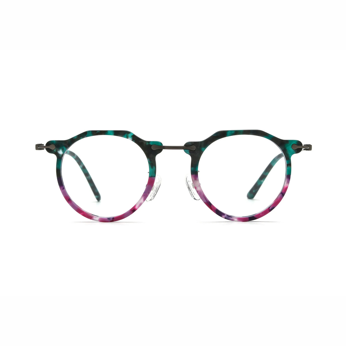 Barledear Jade Violet eyeglasses front view with lightweight retro oval acetate metal full-rim frame