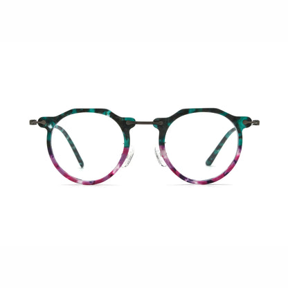 Barledear Jade Violet eyeglasses front view with lightweight retro oval acetate metal full-rim frame