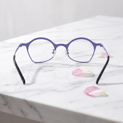 Barledear Lavender Ink Purple eyeglasses back view showing temple shape and lightweight full-rim frame structure