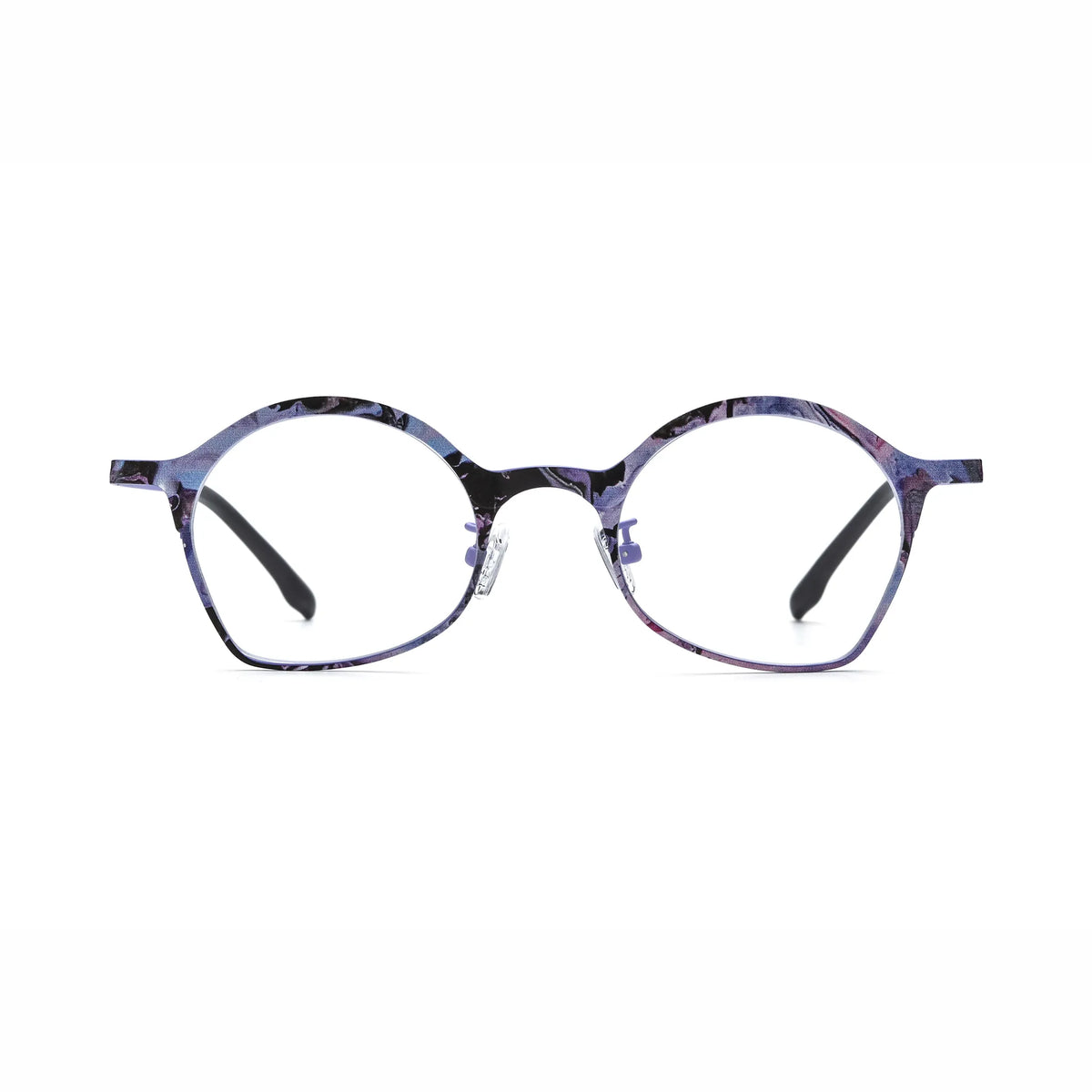 Barledear Lavender Ink Purple eyeglasses front view with lightweight butterfly titanium frame