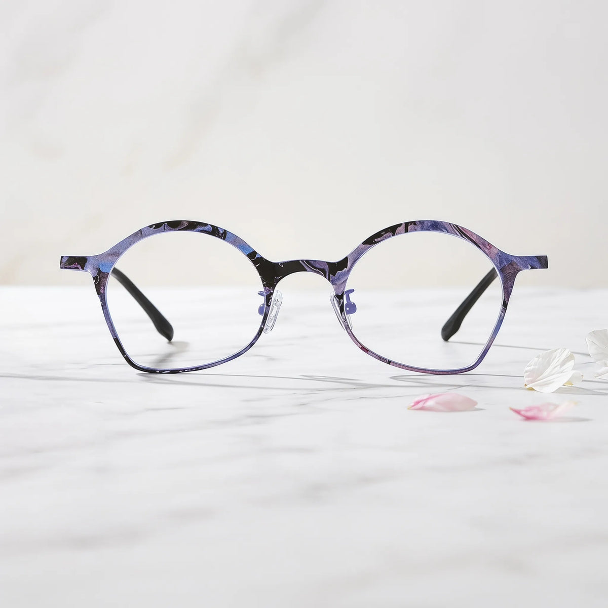 Barledear Lavender Ink Purple eyeglasses shown in a clean lifestyle front view