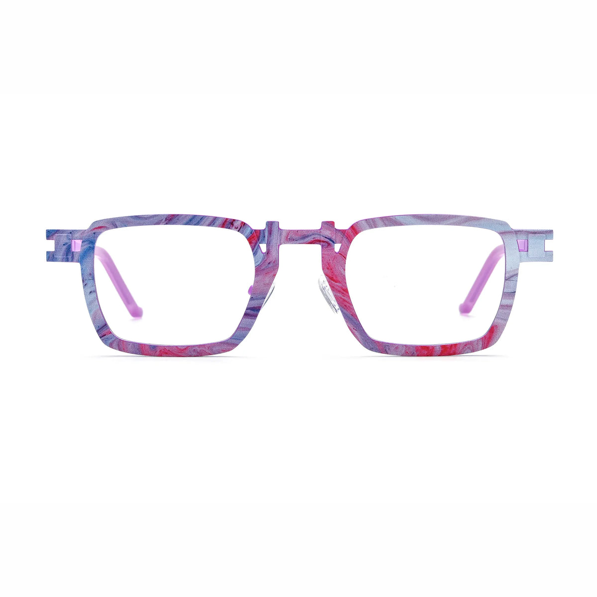Barledear Lavender Rose Mosaic eyeglasses front view with lightweight geometric square titanium full-rim frame and adjustable nose pads