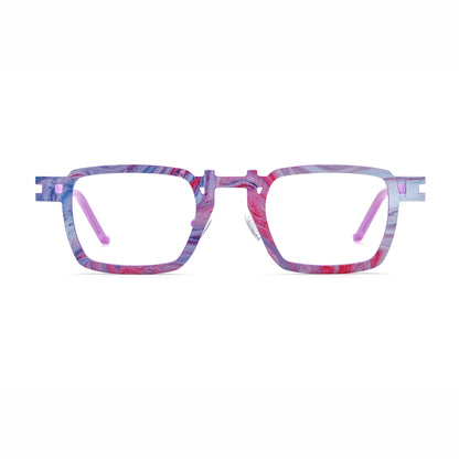 Barledear Lavender Rose Mosaic eyeglasses front view with lightweight geometric square titanium full-rim frame and adjustable nose pads