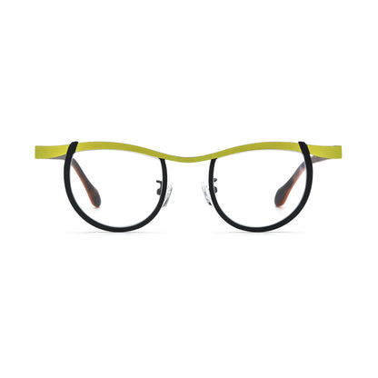 Barledear Lemon Noir Amber eyeglasses front view with lightweight butterfly titanium frame