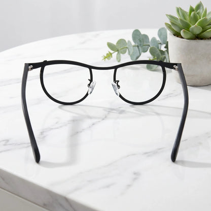 Barledear Matte Charcoal Black eyeglasses back view showing temple shape and frame structure