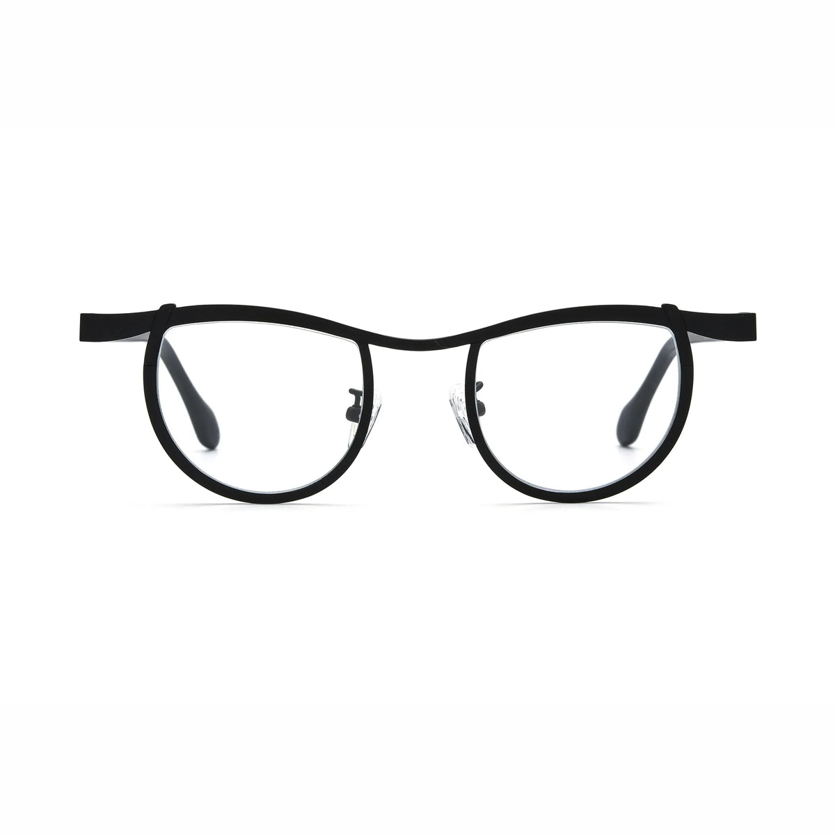 Barledear Matte Charcoal Black eyeglasses front view with lightweight butterfly titanium frame