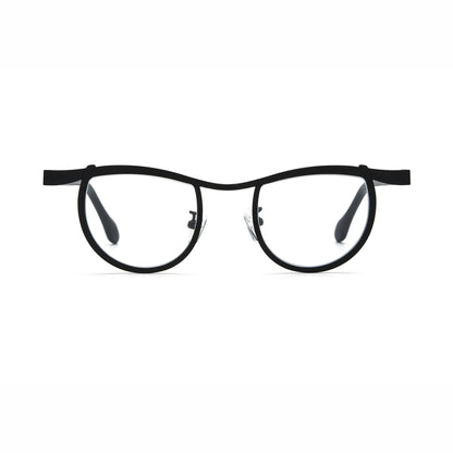 Barledear Matte Charcoal Black eyeglasses front view with lightweight butterfly titanium frame