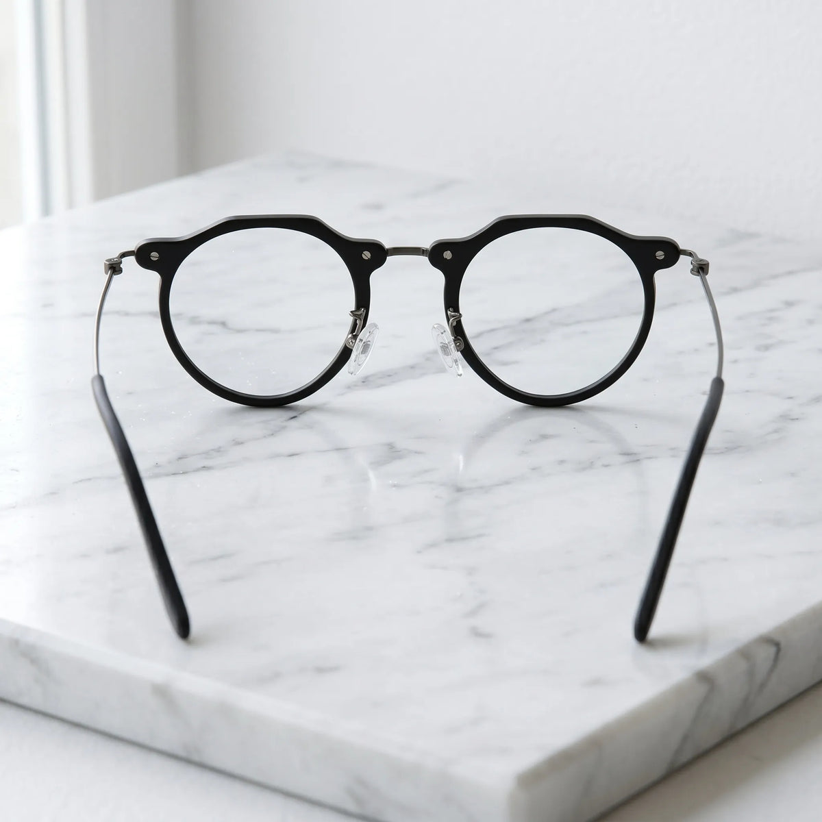 Barledear Matte Noir eyeglasses back view showing temple shape full-rim structure and comfortable fit