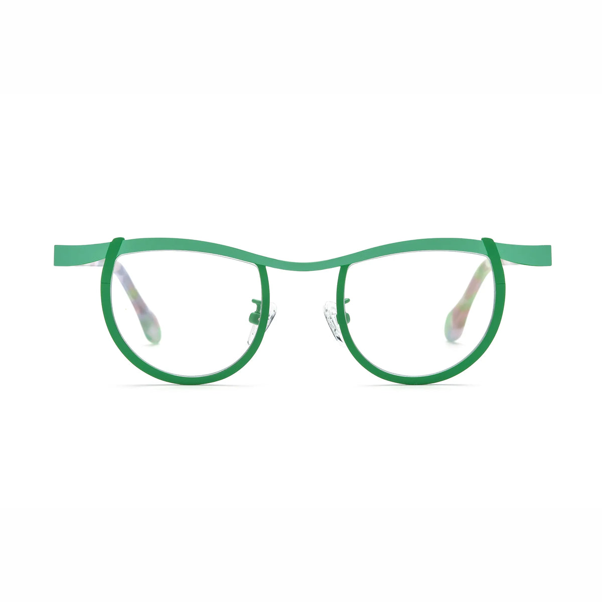 Barledear Meadow Clear Green eyeglasses front view with lightweight butterfly titanium frame
