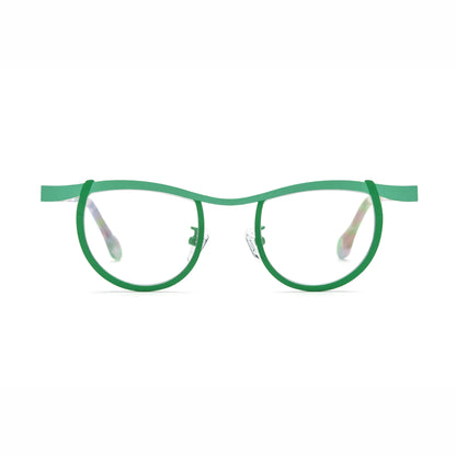 Barledear Meadow Clear Green eyeglasses front view with lightweight butterfly titanium frame