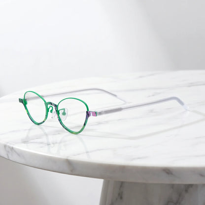Barledear Meadow Jade eyeglasses angled side view showing slim temples adjustable nose pads and bridge detail