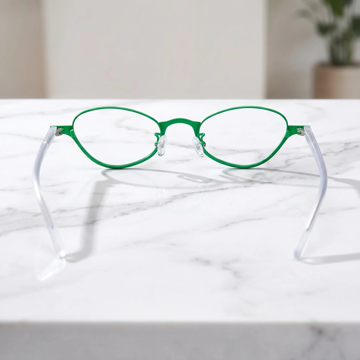 Barledear Meadow Jade eyeglasses back view showing translucent temple design and full-rim frame structure