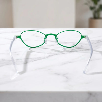 Barledear Meadow Jade eyeglasses back view showing translucent temple design and full-rim frame structure