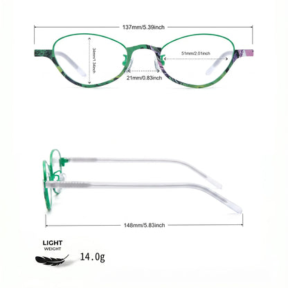 Barledear Meadow Jade eyeglasses size chart with 137 mm frame width 51 mm lens width 34 mm lens height 21 mm bridge and 148 mm temple length