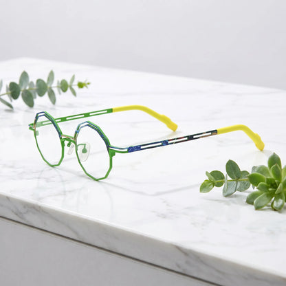 Barledear Meadow Lime eyeglasses angled side view showing slim cutout temples and bridge detail