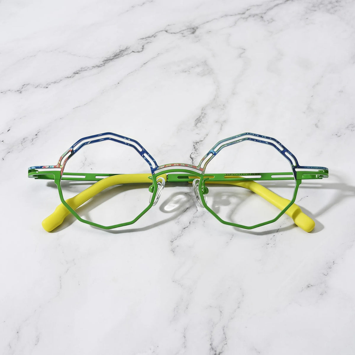 Barledear Meadow Lime eyeglasses folded display showing frame and temple design