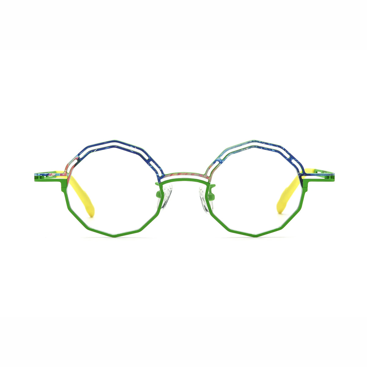 Barledear Meadow Lime eyeglasses front view with lightweight octagonal pure titanium frame