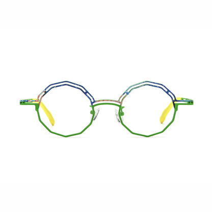 Barledear Meadow Lime eyeglasses front view with lightweight octagonal pure titanium frame
