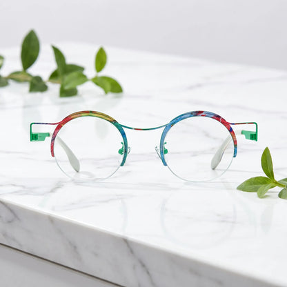 Barledear Meadow Splash eyeglasses shown in a clean lifestyle front view with colorful retro round frame design