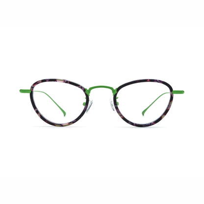 Barledear Meadow Violet eyeglasses front view with lightweight geometric acetate and titanium full-rim frame