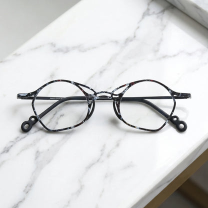 Barledear Midnight Marble Black eyeglasses folded display showing frame and temple design
