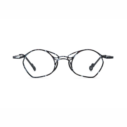 Barledear Midnight Marble Black eyeglasses front view with lightweight geometric titanium frame