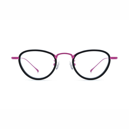 Barledear Midnight Rose eyeglasses front view with lightweight geometric acetate and titanium full-rim frame