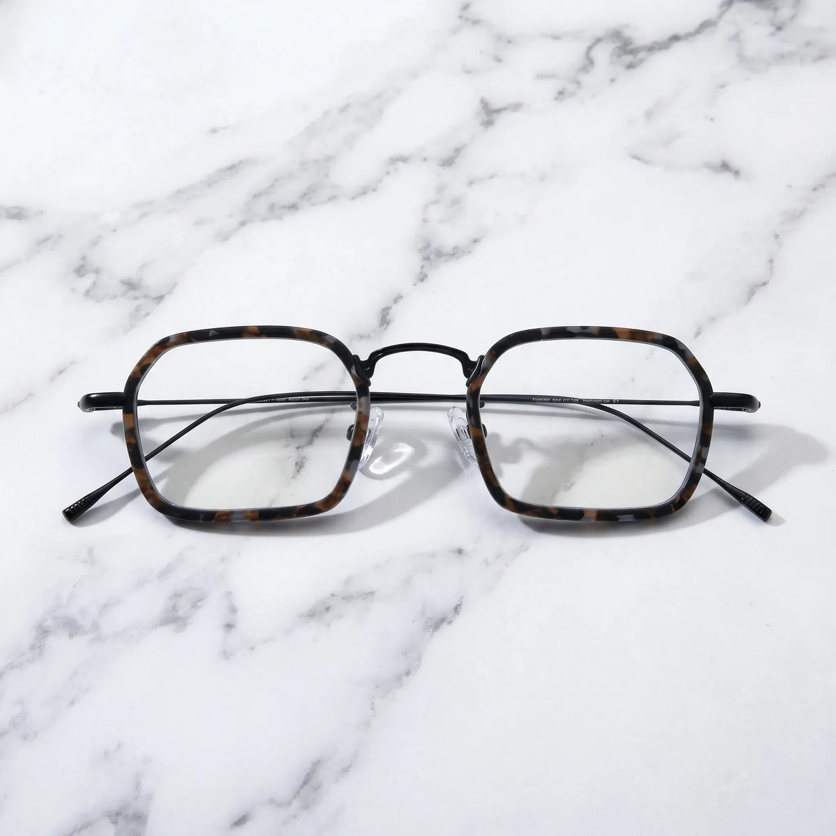 Barledear Midnight Tortoise Black eyeglasses folded display showing frame and temple design