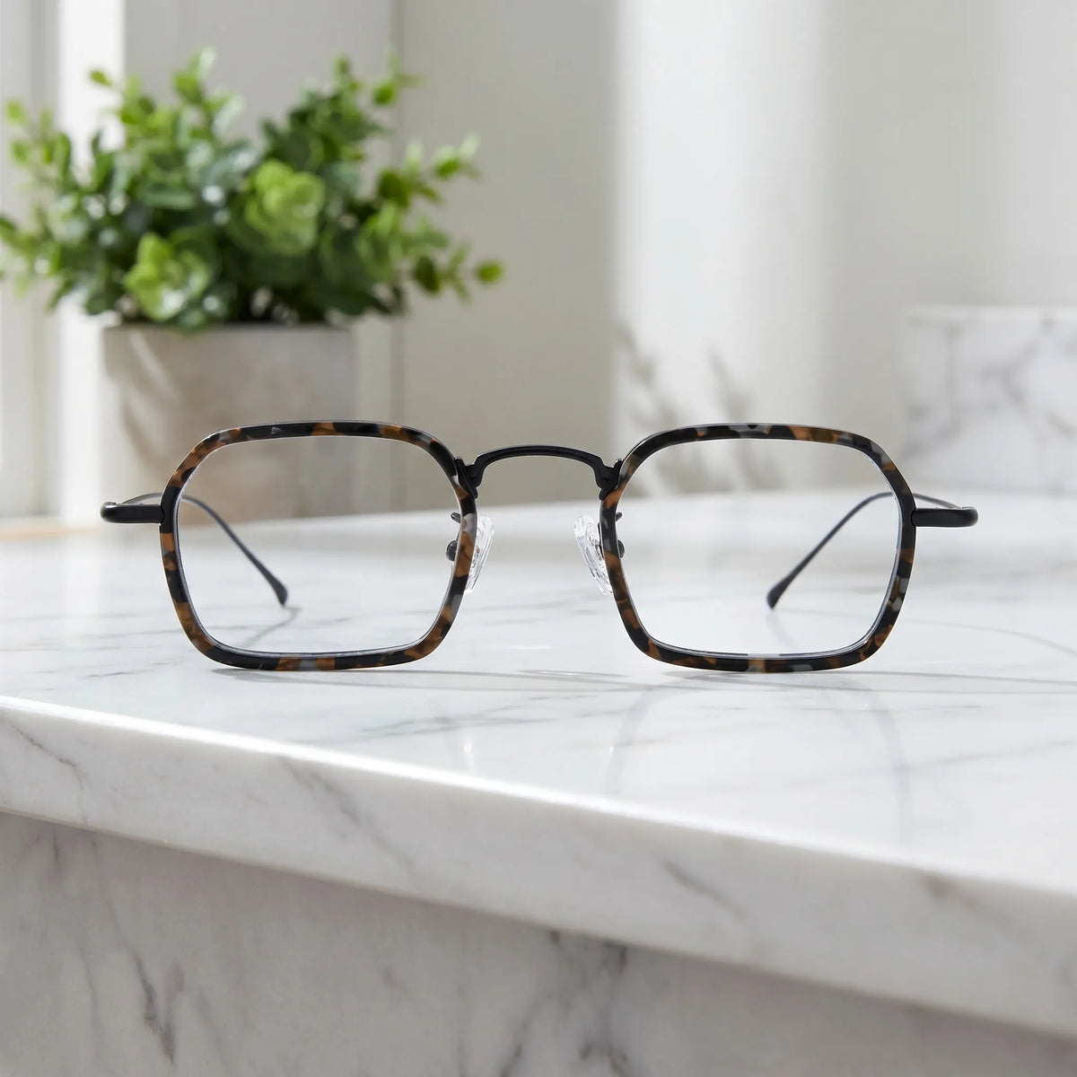 Barledear Midnight Tortoise Black eyeglasses shown in a clean lifestyle front view