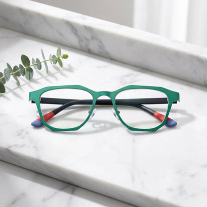 Barledear Mint Graphite eyeglasses folded display showing black temples, colorful tips, and lightweight frame design