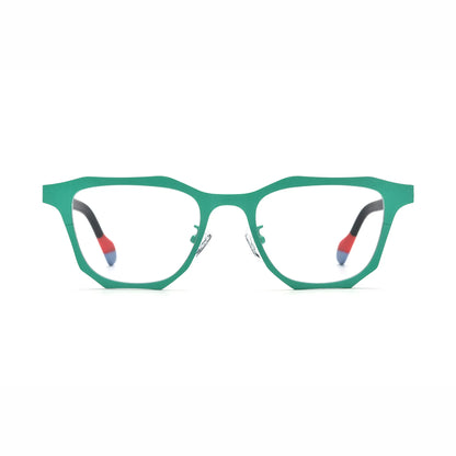 Barledear Mint Graphite eyeglasses front view with mint green titanium square frame and black acetate-style temples