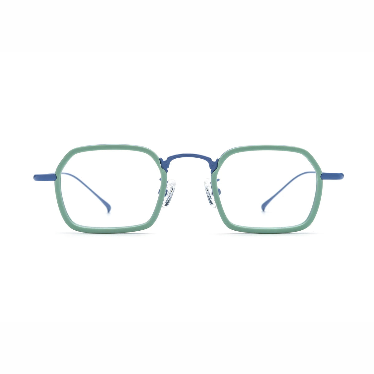 Barledear Mint Sky Blue eyeglasses front view with lightweight geometric acetate titanium frame