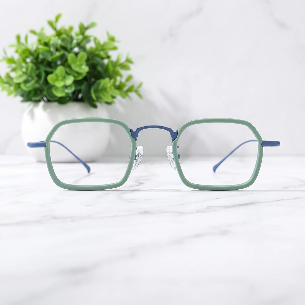 Barledear Mint Sky Blue eyeglasses shown in a clean lifestyle front view