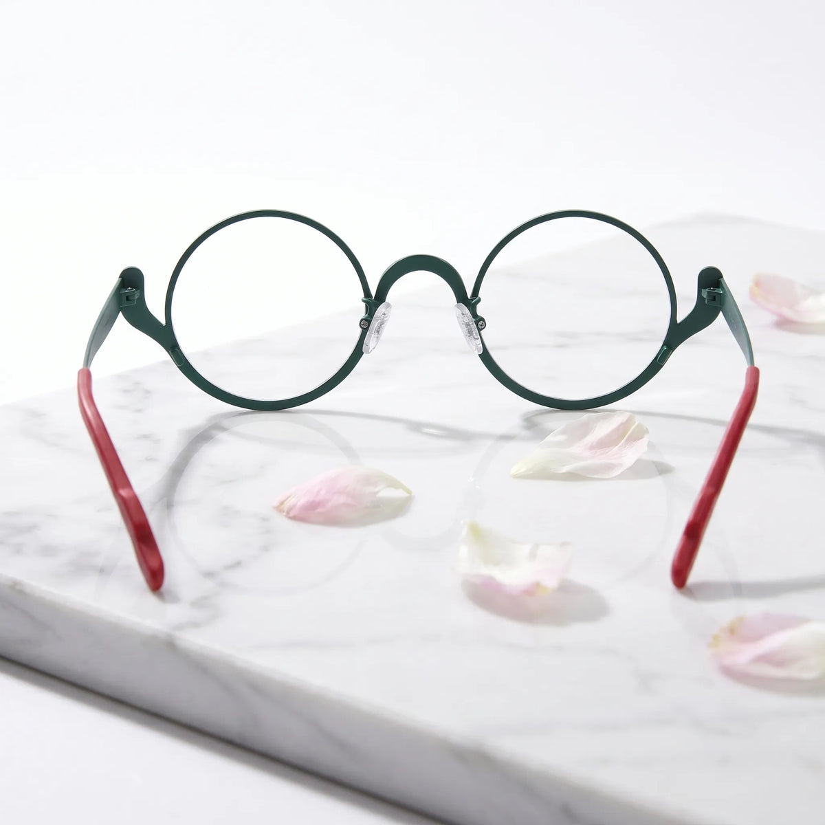 Barledear Mosaic Jade eyeglasses back view showing the temple shape, rear frame structure, and comfortable full-rim design