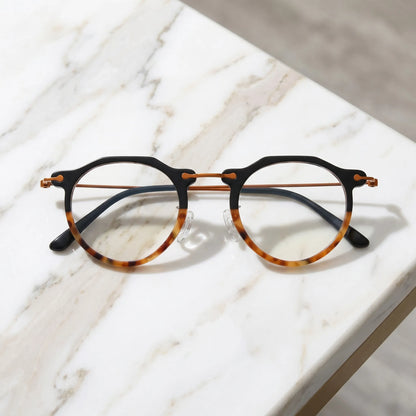 Barledear Noir Amber eyeglasses folded display showing acetate front slim metal temples and acetate temple tips