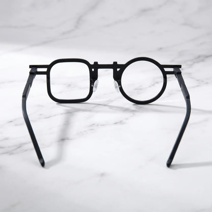 Barledear Obsidian Black eyeglasses back view showing temple shape, bridge detail, and full-rim frame structure