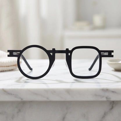 Barledear Obsidian Black eyeglasses shown in a clean lifestyle front view with matte geometric frame detail