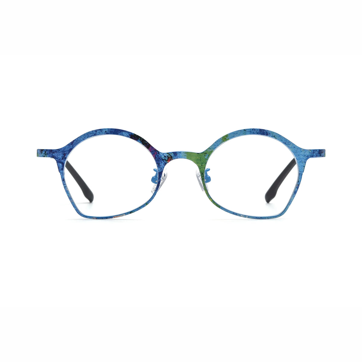 Barledear Ocean Bloom Blue eyeglasses front view with lightweight butterfly titanium frame